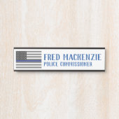 Thin Blue Line Police Patriottic Kantoor Deurbord Deurbordje (Voorkant)