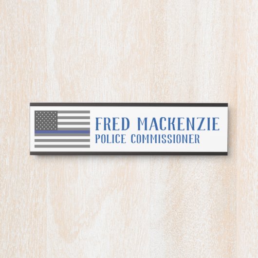 Thin Blue Line Police Patriottic Kantoor Deurbord Deurbordje (Voorkant)