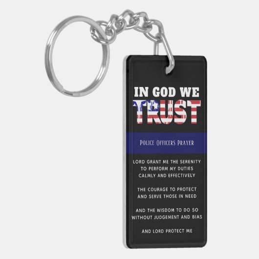Thin Blue Line Police PRAYER US Law Enforcement Sleutelhanger (Voorkant Links)
