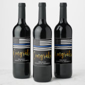 Thin Blue Line Police Retirement Congrates Wijn Etiket (Flessen)