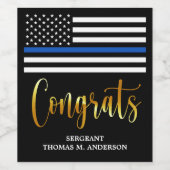 Thin Blue Line Police Retirement Congrates Wijn Etiket (Enkel label)