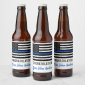 Thin Blue Line Police Retirement Enforcement Enfor Bier Etiket (Flessen)