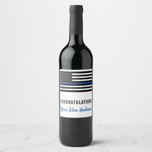 Thin Blue Line Police Retirement Enforcement Enfor Wijn Etiket (Voorkant)