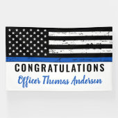 Thin Blue Line Police Retirement Gefeliciteerd Spandoek (Horizontaal)