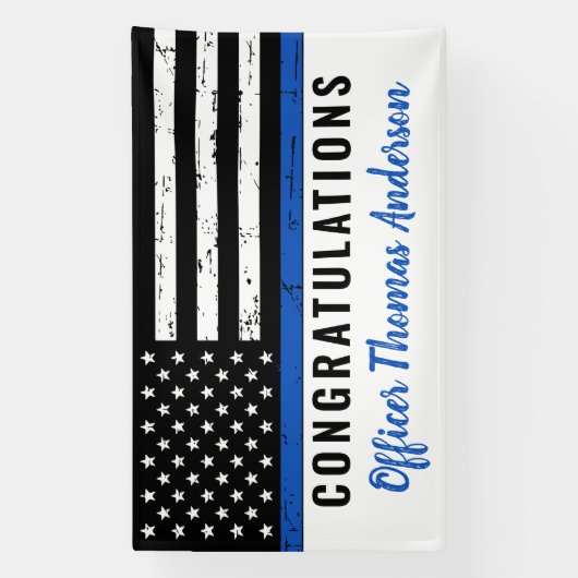 Thin Blue Line Police Retirement Gefeliciteerd Spandoek (Verticaal)