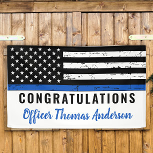 Thin Blue Line Police Retirement Gefeliciteerd Spandoek