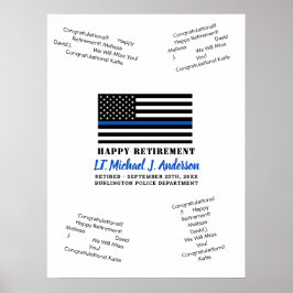Thin Blue Line Police Retirement Guest Book Poster