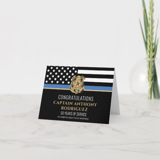 Thin Blue Line Police Retirement Law Enforcement Kaart (Voorkant)