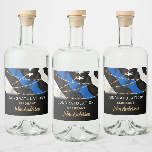 Thin Blue Line Police Retirement Party Likeurfles Etiket (Flessen)