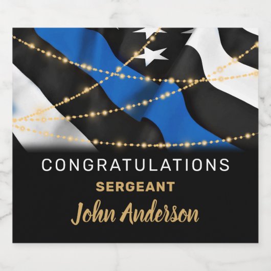 Thin Blue Line Police Retirement Party Likeurfles Etiket (Enkel label)