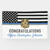  Thin Blue Line Police Retirement Spandoek (Horizontaal)