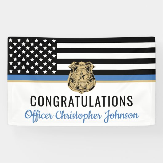 Thin Blue Line Police Retirement Spandoek (Horizontaal)