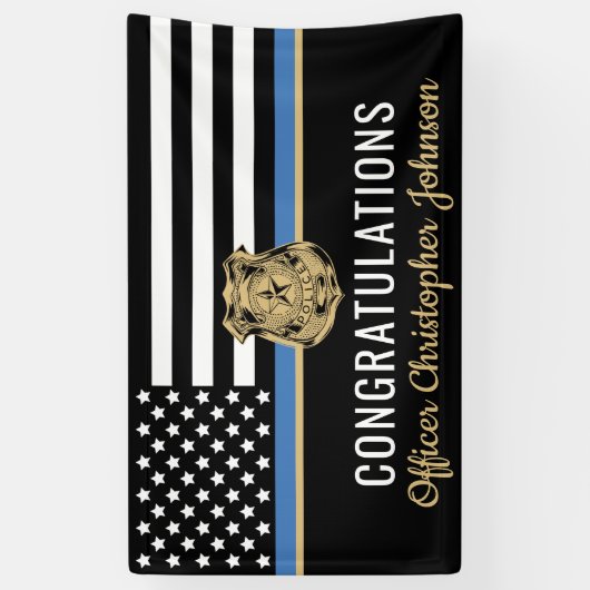  Thin Blue Line Police Retirement Spandoek (Verticaal)