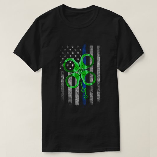 Thin Blue Line Police St. Patrick's Day Clover T-shirt (Design voorkant)