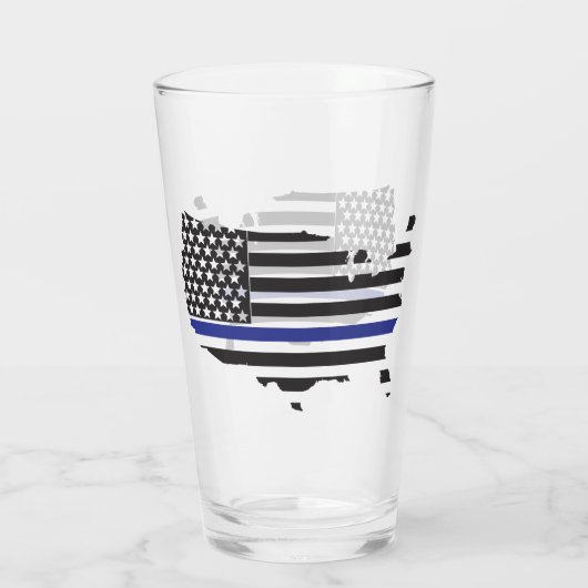 Thin Blue Line Police Support, VS-vlagpatriottisch Glas (Achterkant)