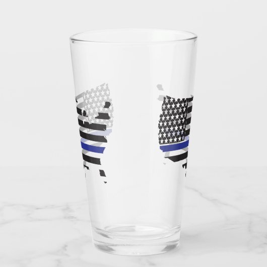Thin Blue Line Police Support, VS-vlagpatriottisch Glas (Rechts)