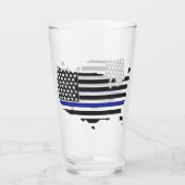 Thin Blue Line Police Support, VS-vlagpatriottisch Glas (Voorkant)