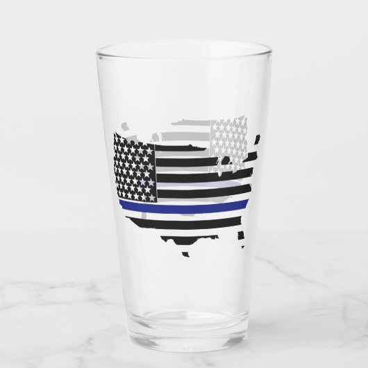 Thin Blue Line Police Support, VS-vlagpatriottisch Glas (Voorkant)