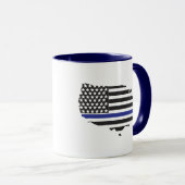 Thin Blue Line Police Support, VS-vlagpatriottisch Mok (Voorkant rechts)