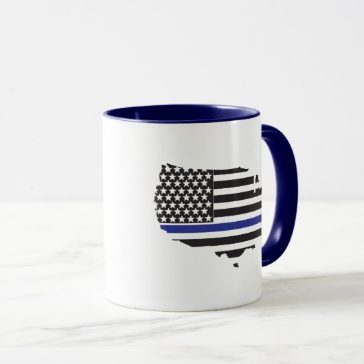 Thin Blue Line Police Support, VS-vlagpatriottisch Mok (Voorkant rechts)