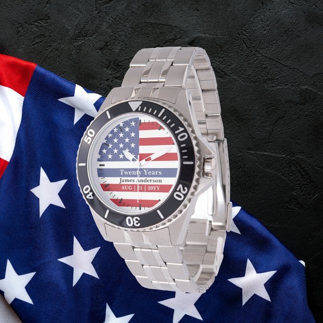 Thin Blue Line Police US FLAG Retirement Patriotic Horloge (Creator heeft geüpload)