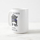 Thin Blue Line Police Woman, gepersonaliseerd Koffiemok (Voorkant links)
