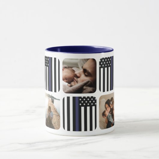 Thin Blue Line Policeman Photo Coffee Mok (Midden)