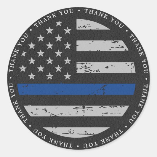Thin Blue Line politie dank u Ronde Sticker (Voorkant)
