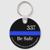 Thin Blue Line Politie gepersonaliseerd badge numm Sleutelhanger (Voorkant)