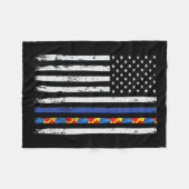 Thin Blue Line Politie Ondersteuning Autisme 4 jul Fleece Deken (Voorkant (Horizontaal))
