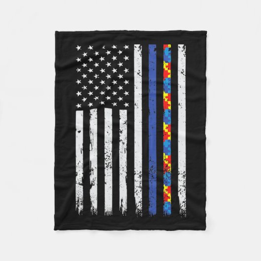 Thin Blue Line Politie Ondersteuning Autisme 4 jul Fleece Deken (Voorkant)