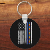Thin Blue Line Politie Ondersteuning Autisme 4 jul Sleutelhanger (Voorkant)
