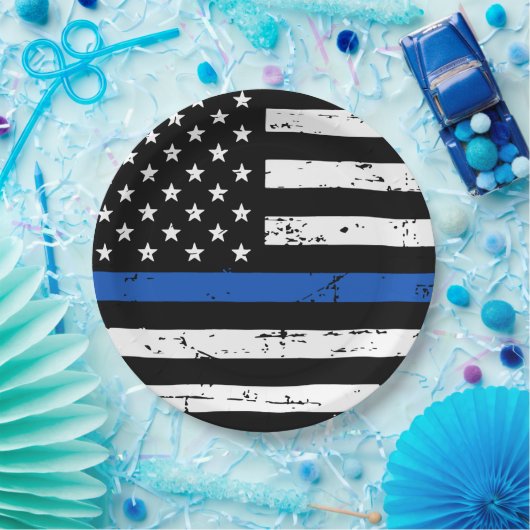 Thin Blue Line Politie Wetshandhaving Papier Bord (Feest)