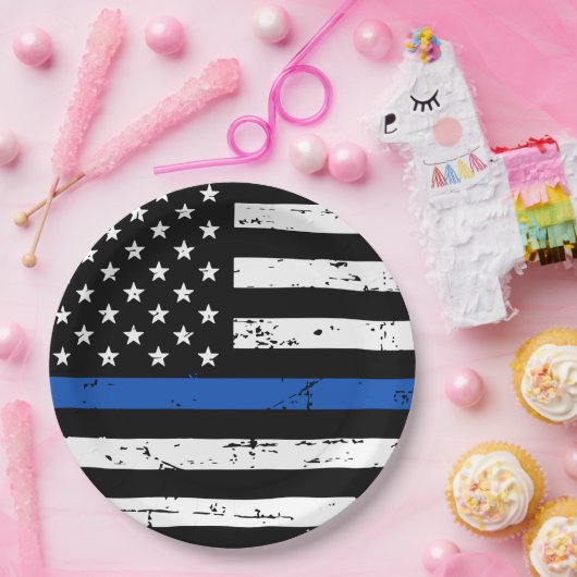 Thin Blue Line Politie Wetshandhaving Papier Bord (Feest)