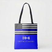 [Thin Blue Line} Politieagent 10-6 Code Boodschapp Tote Bag (Voorkant)
