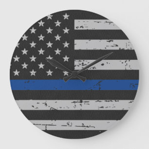Thin Blue Line - Politieagent - Amerikaanse vlag Grote Klok