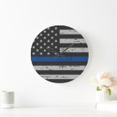 Thin Blue Line - Politieagent - Amerikaanse vlag Grote Klok (Huis)