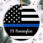Thin Blue Line - Politieagent - Amerikaanse vlag Keramisch Ornament<br><div class="desc">Show uw steun en trots voor onze politie met deze Thin Blue Line Canvas tas - Amerikaanse vlag in de kleuren van de vlag van de politie,  een slecht ontwerp. Politiemoeder - Giften van de vrouw van de politie</div>