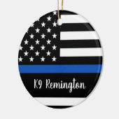 Thin Blue Line - Politieagent - Amerikaanse vlag Keramisch Ornament (Links)