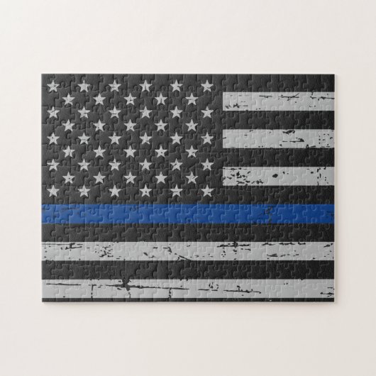 Thin Blue Line - Politieagent - Amerikaanse vlag Legpuzzel (Horizontaal)