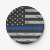 Thin Blue Line - Politieagent - Amerikaanse vlag Papieren Bordje (Voorkant)