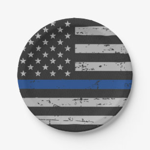 Thin Blue Line - Politieagent - Amerikaanse vlag Papieren Bordje