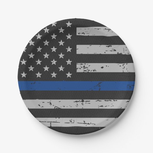 Thin Blue Line - Politieagent - Amerikaanse vlag Papieren Bordje (Voorkant)