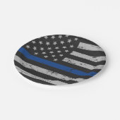 Thin Blue Line - Politieagent - Amerikaanse vlag Papieren Bordje (Gekanteld)