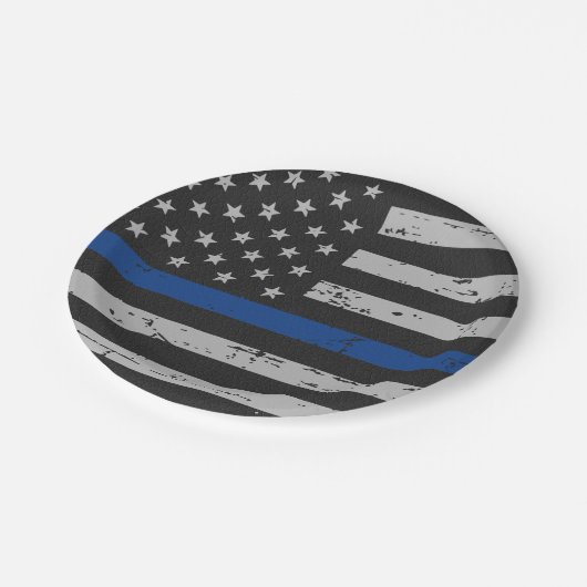 Thin Blue Line - Politieagent - Amerikaanse vlag Papieren Bordje (Gekanteld)