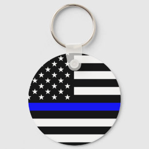 Thin Blue Line - Politieagent - Amerikaanse vlag Sleutelhanger
