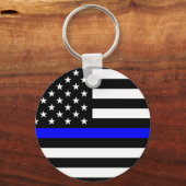 Thin Blue Line - Politieagent - Amerikaanse vlag Sleutelhanger (Voorkant)