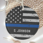 Thin Blue Line - Politieagent - Amerikaanse vlag Sleutelhanger<br><div class="desc">Show uw steun en trots voor onze politie met deze Thin Blue Line Canvas tas - Amerikaanse vlag in de kleuren van de vlag van de politie,  een slecht ontwerp. Politiemoeder - Giften van de vrouw van de politie</div>