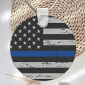 Thin Blue Line - Politieagent - Amerikaanse vlag Sleutelhanger