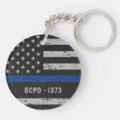 Thin Blue Line - Politieagent - Amerikaanse vlag Sleutelhanger (Achterkant)